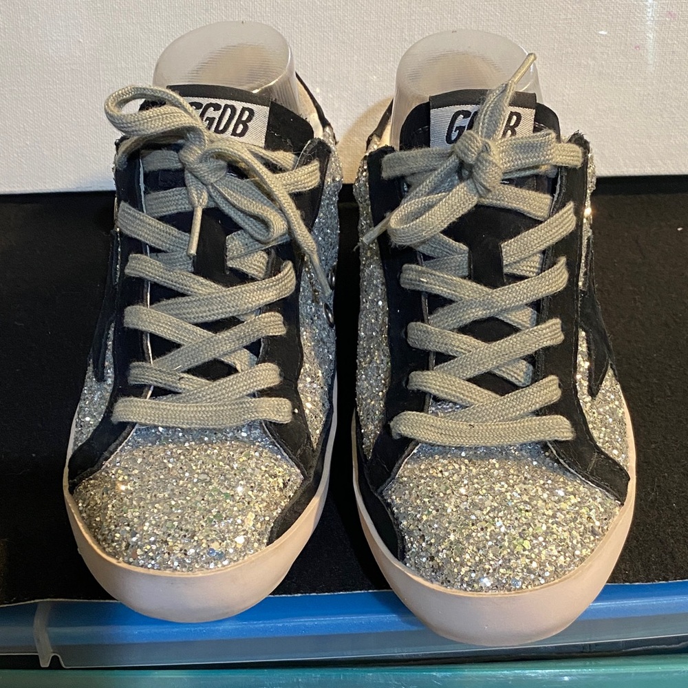 Golden Goose Glitter Sneakers with Gray Laces